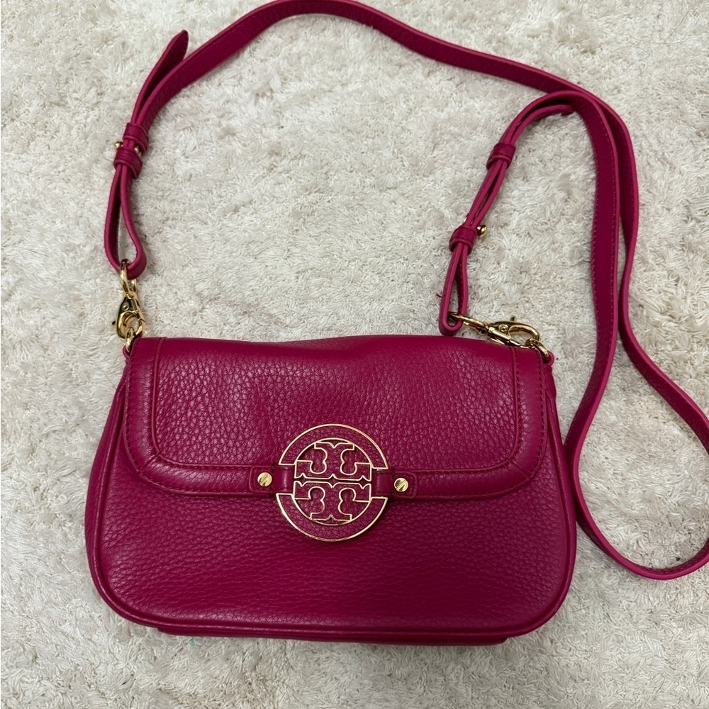 NWOT Tory Burch Amanda Mini Crossbody Elegant Pink Leather Shoulder Bag